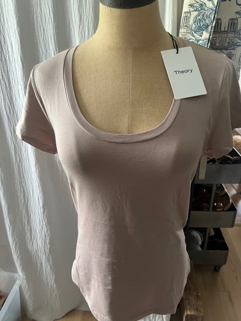 Theory Scoop Neck Short-Sleeve Tee in Blush